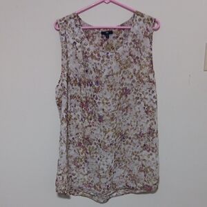 GAP Cream Floral Sleeveless Camisole with Purple and Green Print 26" Ptp